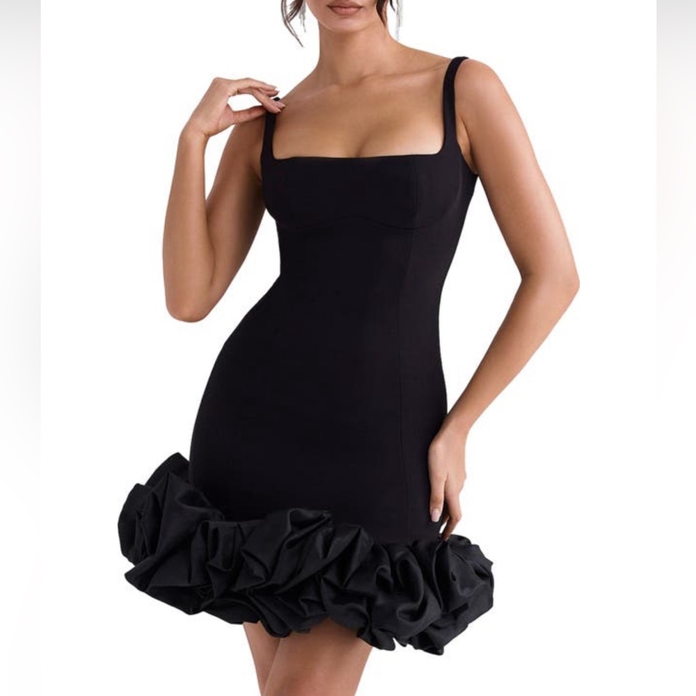 House of CB Lilou Ruffle Square Mini Dress